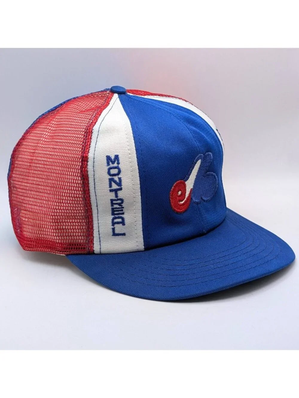 Montreal Expos Vintage Trucker Hat Cap Snapback Mesh Red Blue MLB Baseball 80s